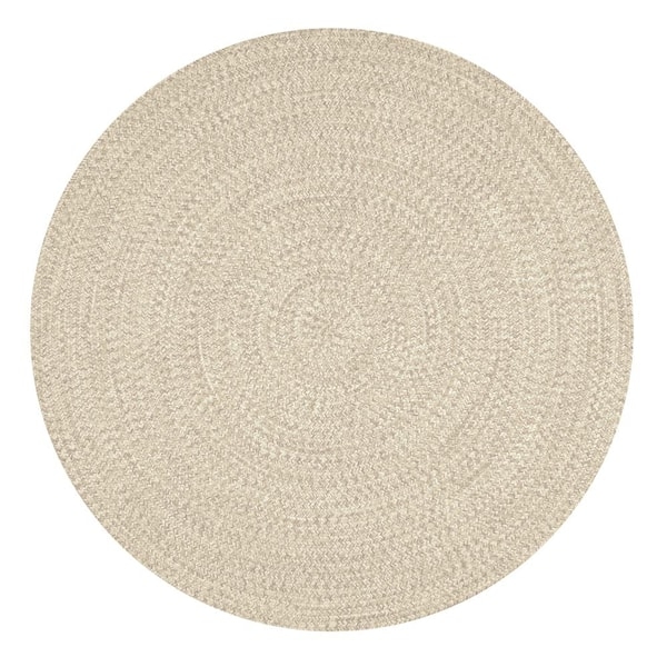 Area Rug Round Tan Braided Texture Casual Indoor Outdoor