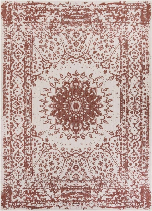 Area Rug Rust Red Traditional Oriental Medallion Intricate Border