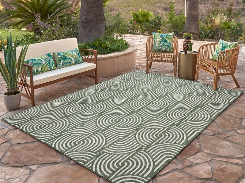 Area Rug Sage Green Abstract Distressed Outdoor Patio
