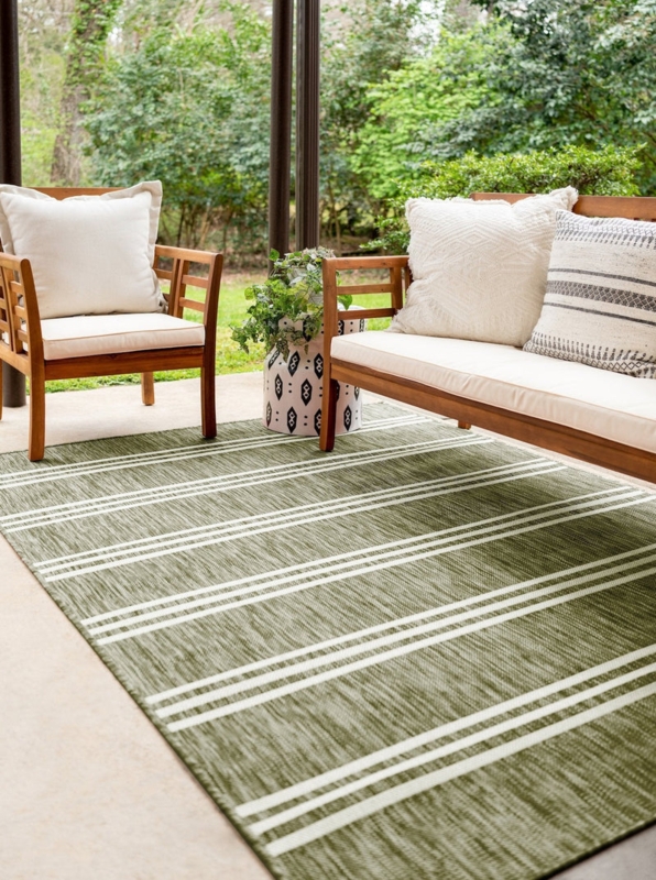 Area Rug Sage Green Hue Diamond Lattice Pattern Geometric Patio Rug