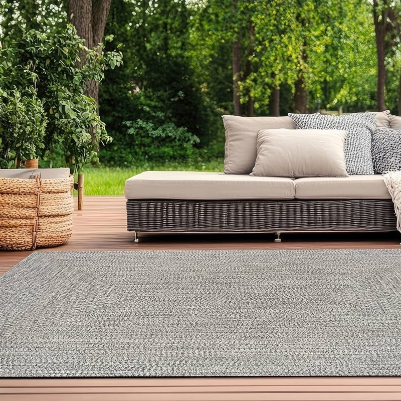Area Rug Salt and Pepper Hand Braided, Braided Indoor Outdoor Rug