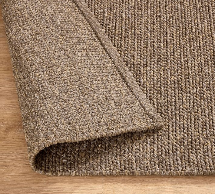 Area Rug: Sand Herringbone Weave, Coastal Modern Performance Flatweave.