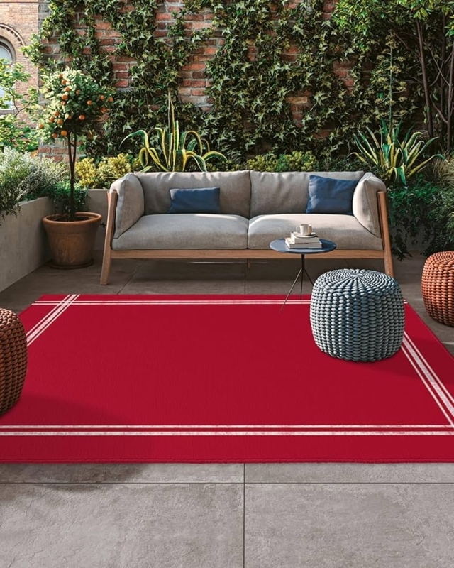 Area Rug Saturated Red Hue Solid Color Bold Red Outdoor Rug Ideas