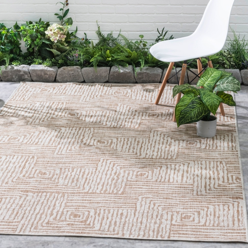 Area Rug Scandinavian Geometric Flatweave Cream Boho Chic Woven