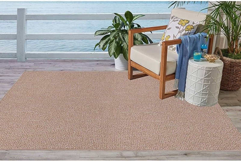 Area Rug Serged Edges Heathered Beige Low Profile Beige Entryway Rug