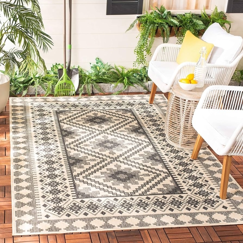 Area Rug Slate Blue Washable Botanical Damask Transitional Patio