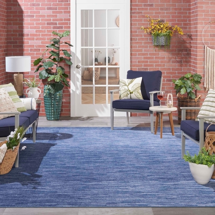 Area Rug Solid Contemporary Low Pile Minimalist Navy Blue