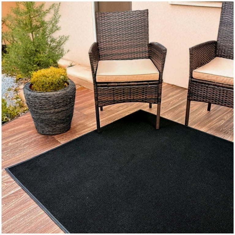 Area Rug Square Silhouette Ribbed Texture Low Pile Slim