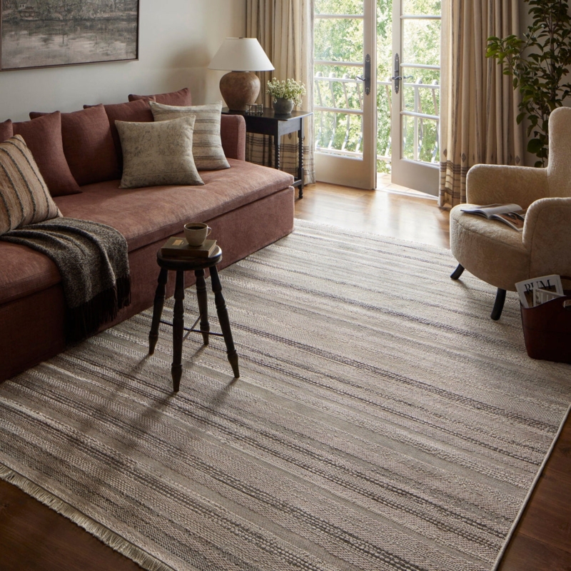 Area Rug Subtle Geometric Weave Tonal Pattern Flatweave Minimalist