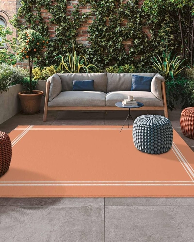 Area Rug Sunset Gradient Stripes Low Pile Contemporary Deck Mat