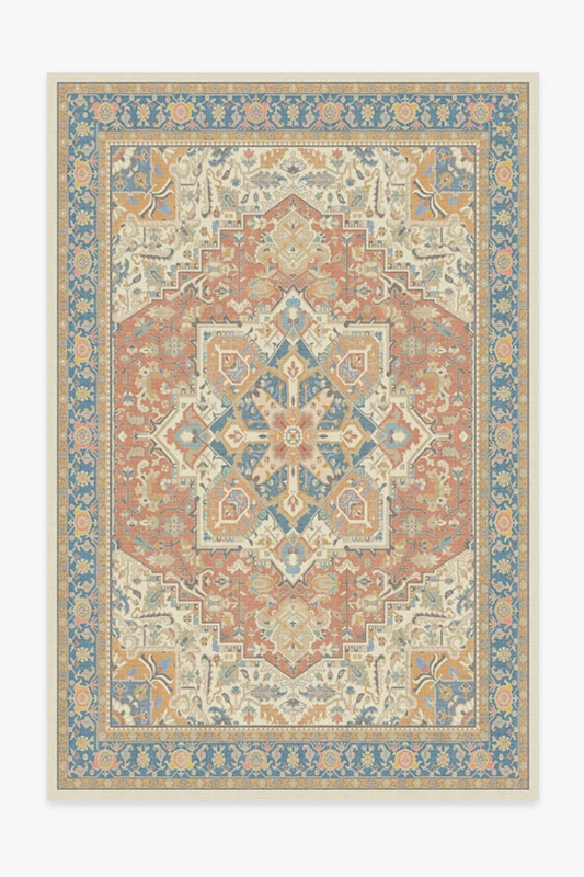 Area Rug Sunset Orange Intricate Medallion Flatwoven Traditional Persian