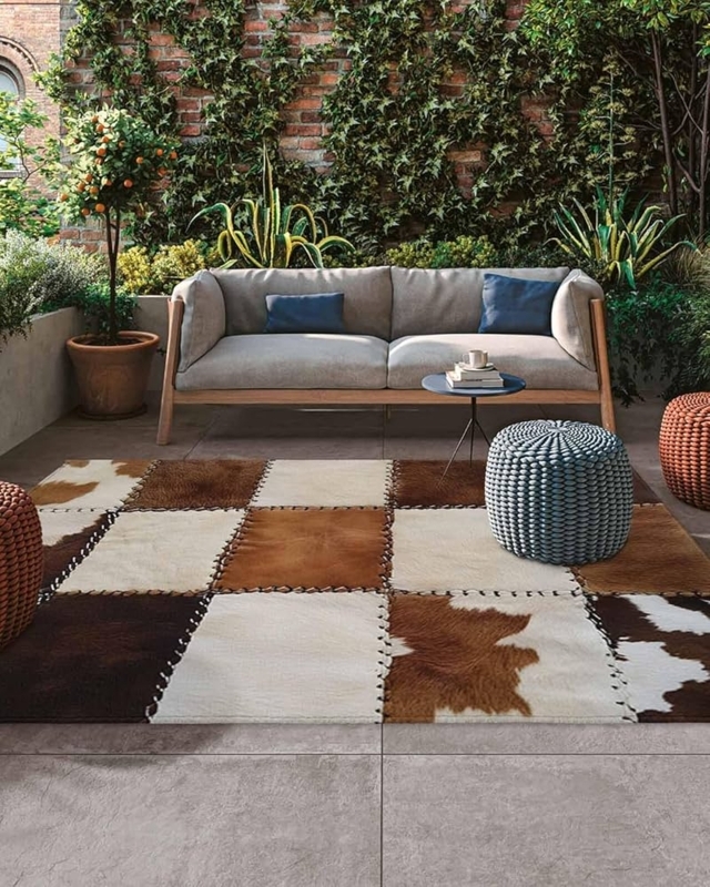 Area Rug Tan Brown Leopard Print Outdoor Seating Anchor