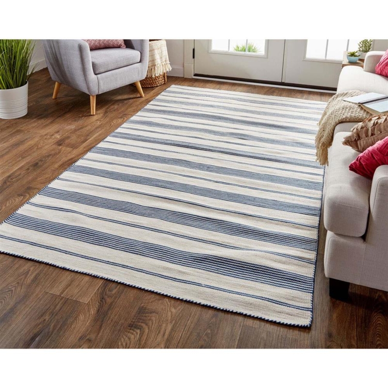 Area Rug Textured Weave Striped Modern Classic Durable