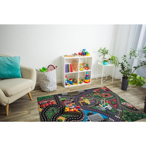 Area Rug Town Layout Graphic Interactive Playroom Floor Mat