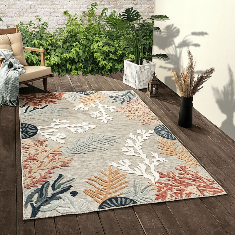 Area Rug Traditional Beige Ornate Floral Motif Border Design