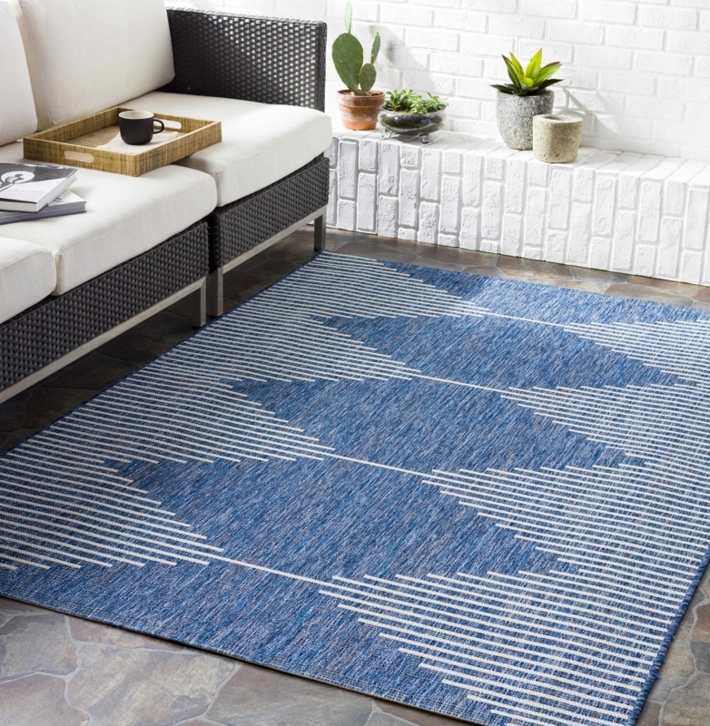 Area Rug Traditional Floral Pattern Ornate Transitional Deck Navy