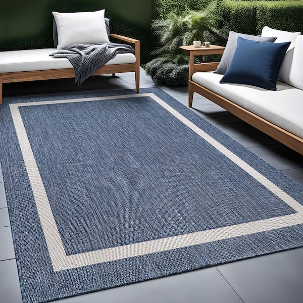 Area Rug: Trellis Pattern, Navy-White Contrast. Navy Blue Trellis Rug.
