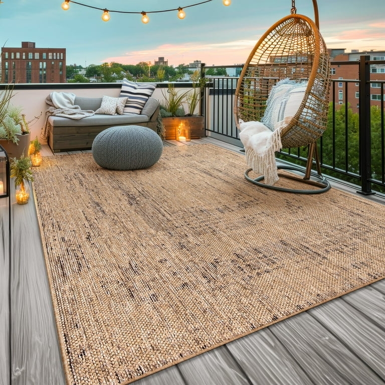 Area Rug Tribal Pattern High Contrast Linework Modern Boho Patio