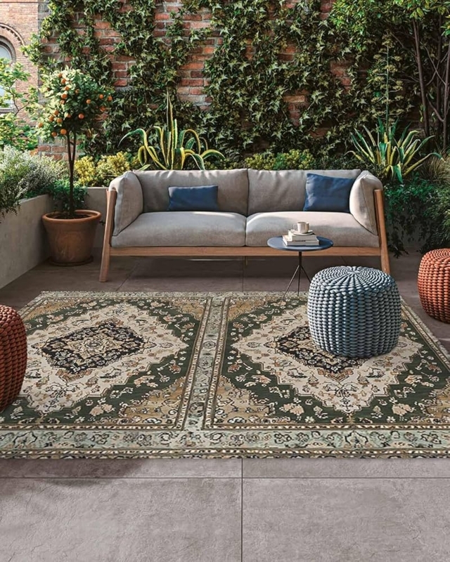 Area Rug Turkish Floral Medallion Burgundy Teal Vintage Woven