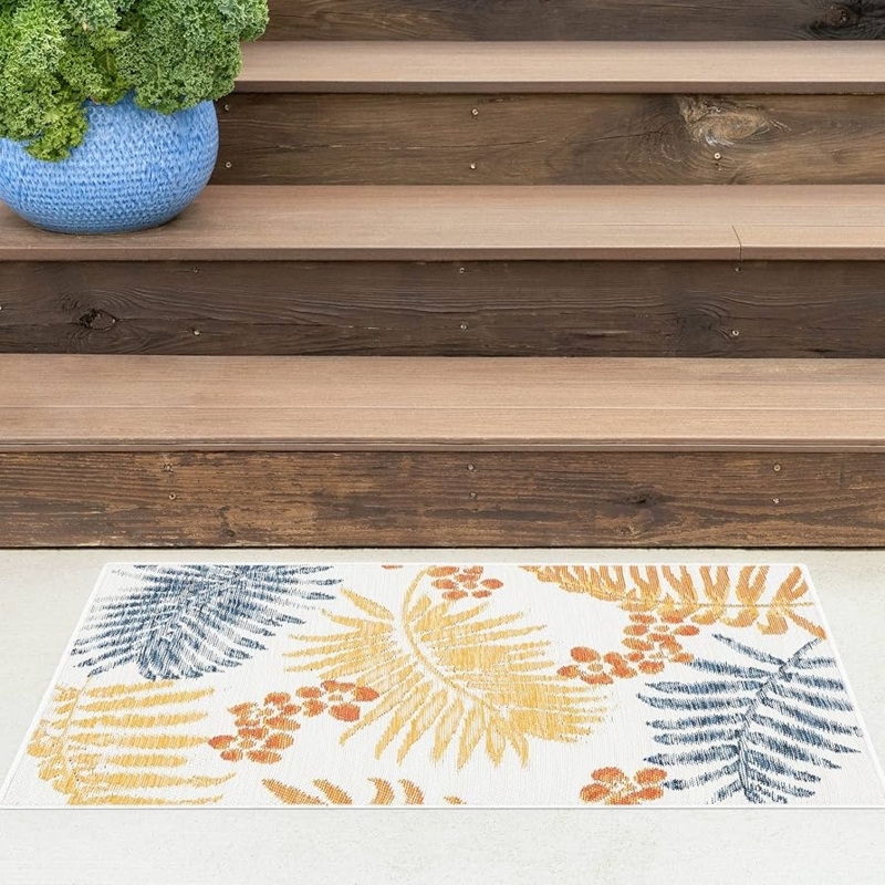 Area Rug: Vibrant Botanical Saturated Color Palette for Patio