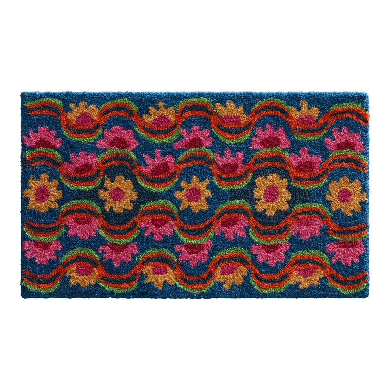 Area Rug Vibrant Botanicals Hooked Texture Eclectic