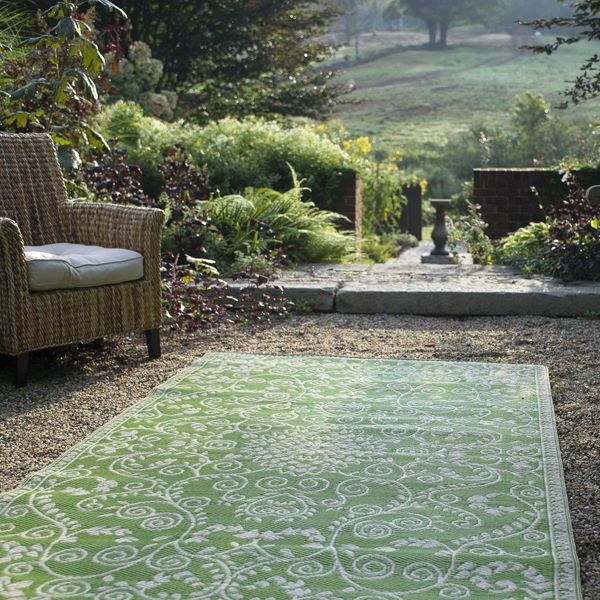 Area Rug: Vibrant Lime Green Abstract Botanical Damask Motif