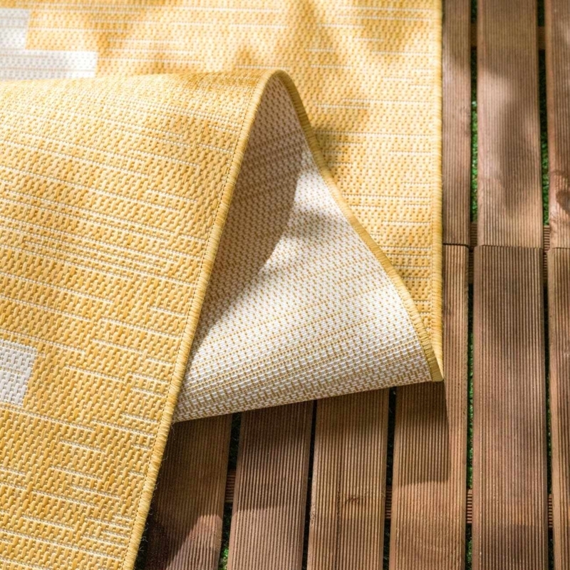 Area Rug Vibrant Yellow Trellis Pattern Flatwoven Geometric