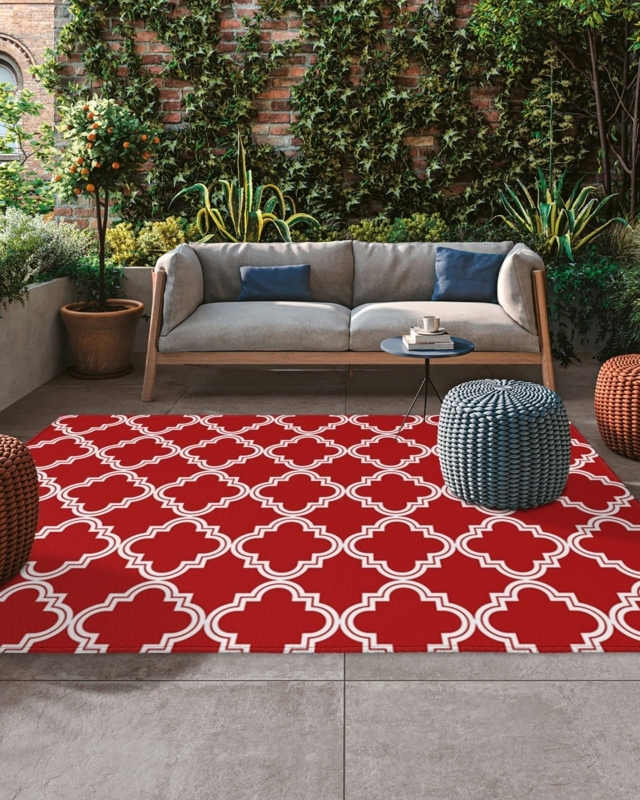 Area Rug Washable Outdoor Rug Geometric Pattern Global Boho Style