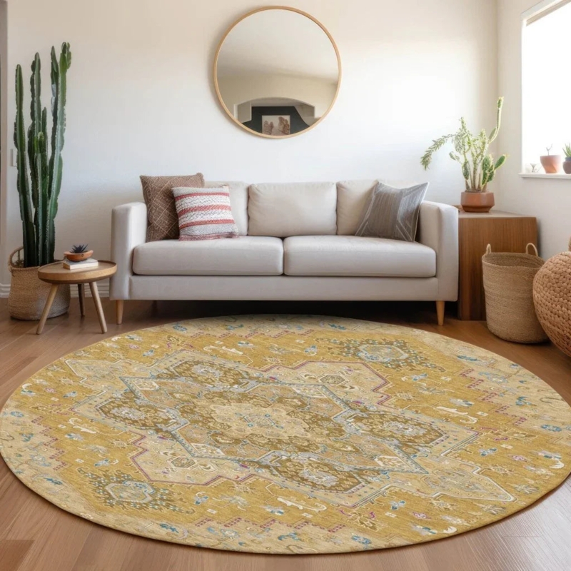 Area Rug Weathered Checkerboard Pattern Cream Washable Flatweave