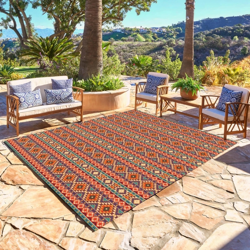 Area Rug: Weathered Floral Damask Pattern, Muted Teal, Traditional