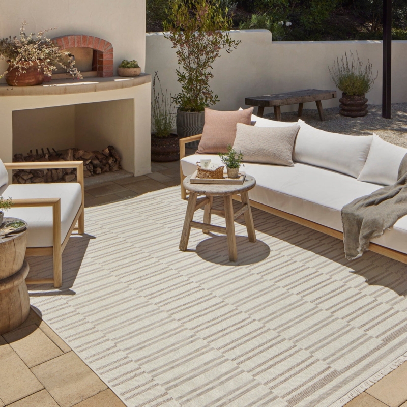 Area Rug Windowpane Grid Design Flatweave Minimalist Dove Accent