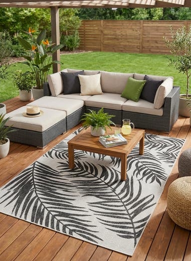 Area Rug with Navy Quatrefoil Design, Navy Blue Outdoor Rug