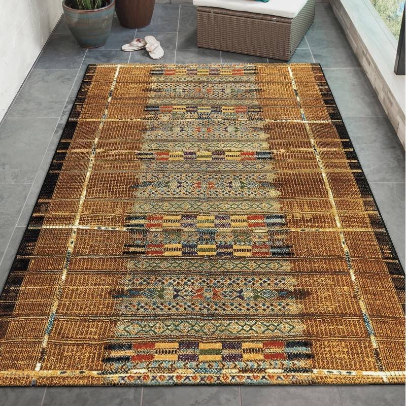 Area Rug with Tassel Fringe: Geometric Tribal Outdoor Patio Decor