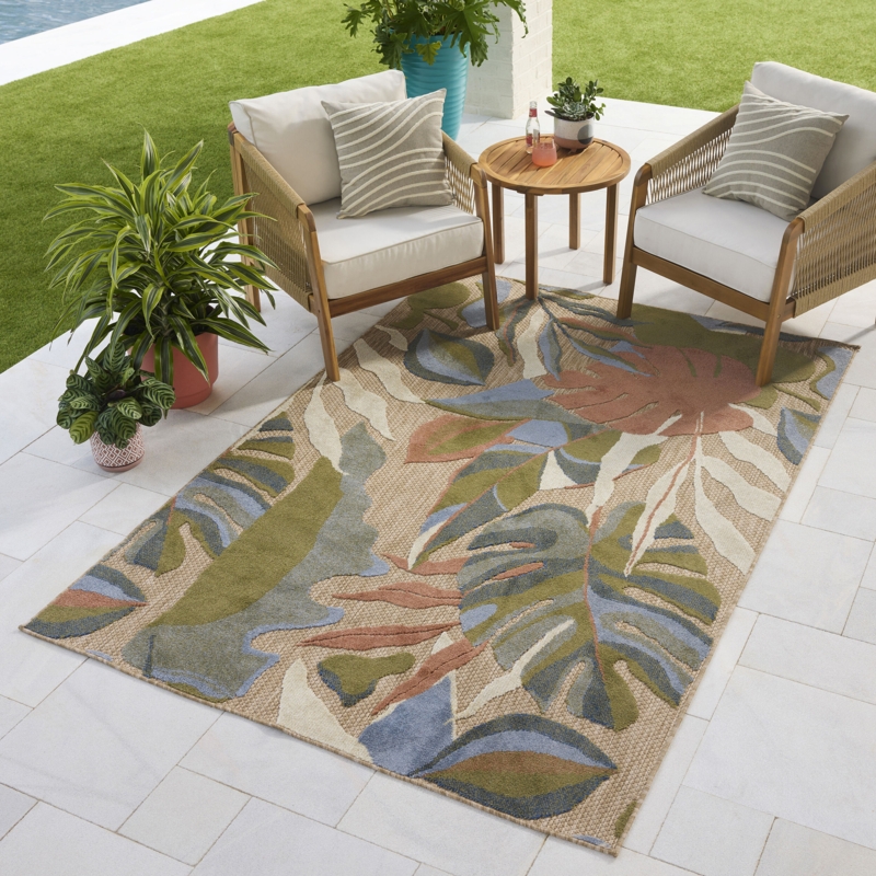 Area Rug with Vibrant Abstract Pattern, Low Profile, Stain Resistant