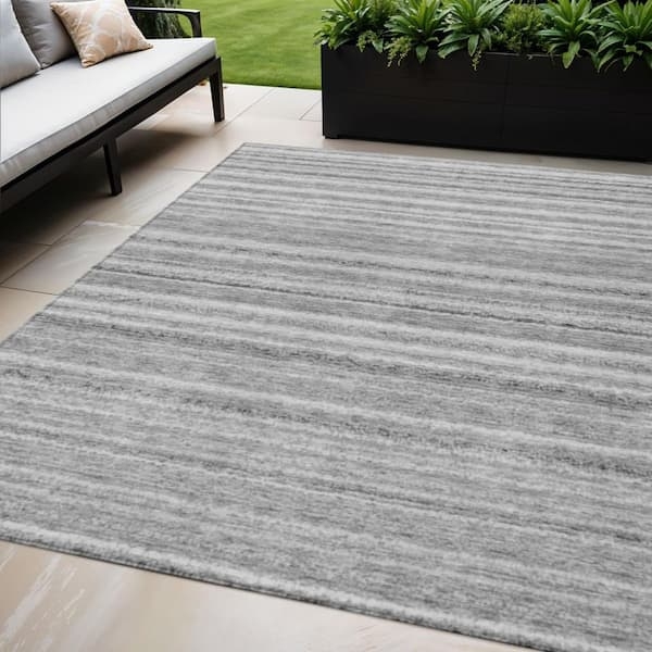 Area Rug: Woven Charcoal Striped Pattern, Striped Area Rug Decor