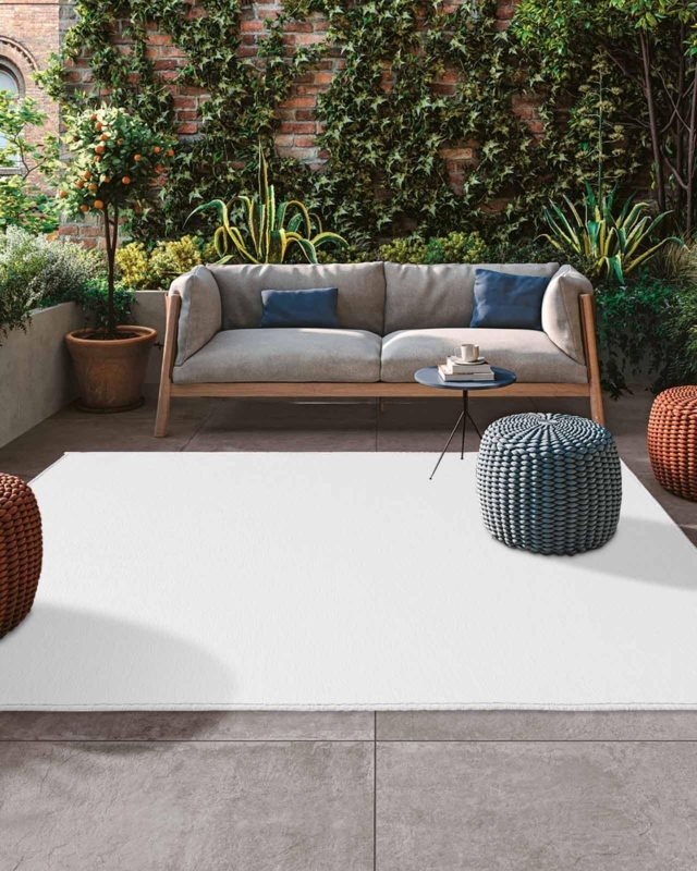Area Rug Woven Diamond Pattern Cream White Minimalist Living Room Decor