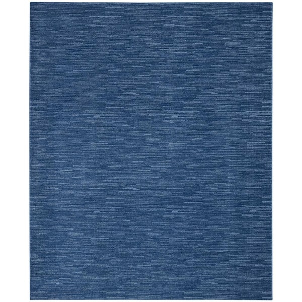 Area Rug Woven Texture Contemporary Deck Low Pile Solid Navy Blue