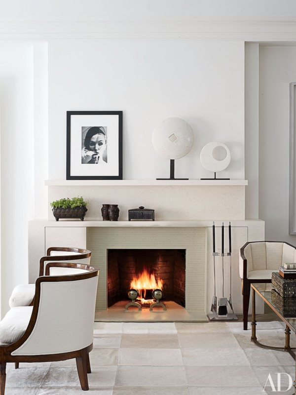 Art Deco Fireplace Styling Ideas: Double Mantel Ledge & Sculptures