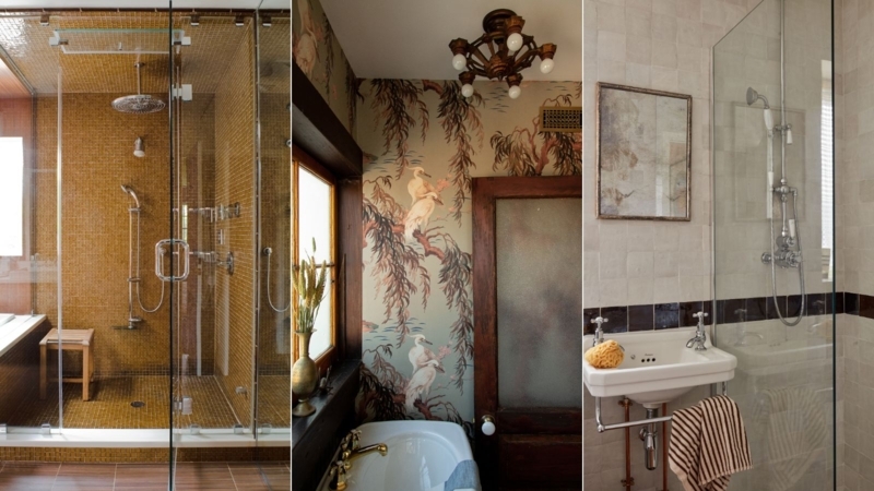 Bathroom Inspiration with Heron Wallpaper and Mosaic Tiles