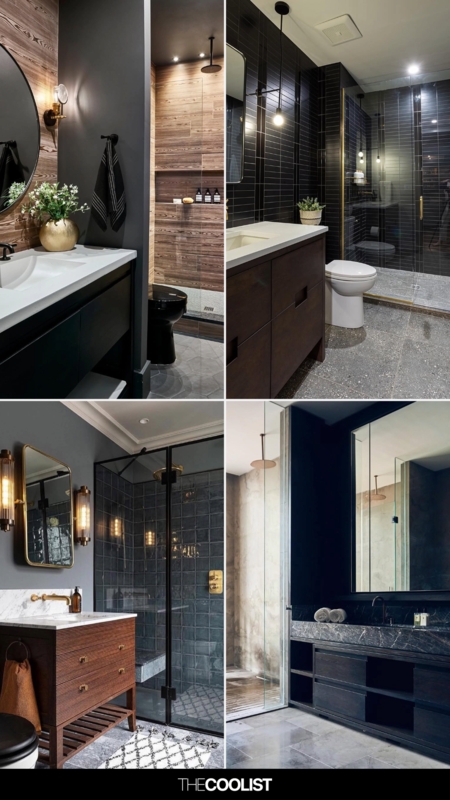Bathroom Vanity with Textured Walls and Mixed Materials