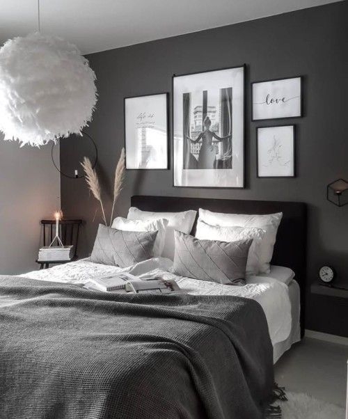Bed Gallery Wall Waffle Knit Blanket Feather Pendant Scandinavian