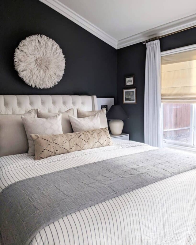 Bed Tufted Headboard Feather Juju Hat Charcoal Accent Wall