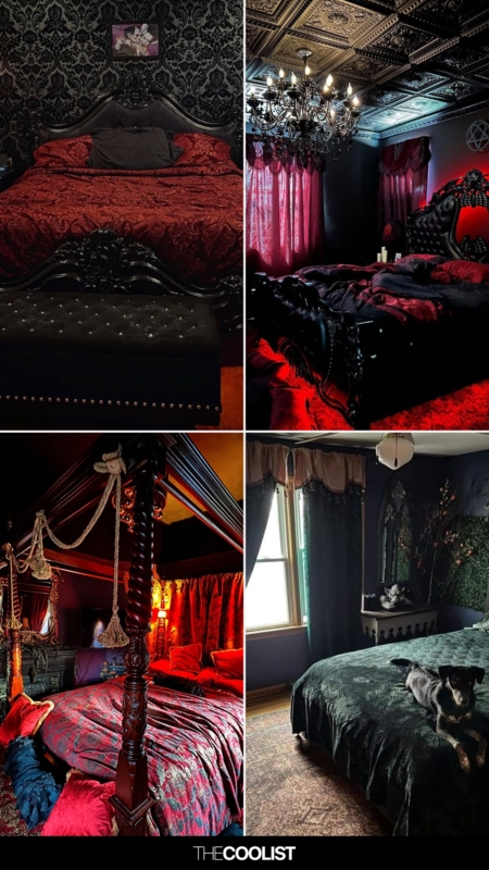 Bedroom Design: Ornate Headboards Velvet Damask Dark Romantic Aesthetic