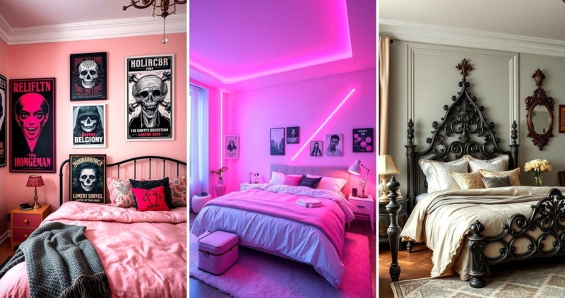 Bedroom Design: Pastel Goth Aesthetic With Pink Neon Bedroom Lighting
