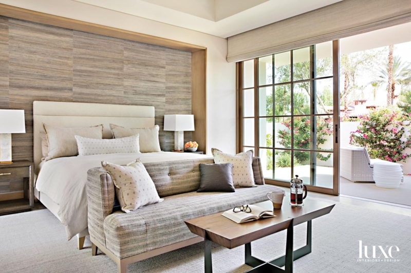 Bedroom Textured Accent Wall End Of Bed Settee Zen Patio Flow