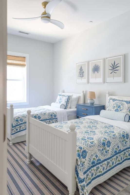 Bedroom with Matching Twin Beds and Beadboard Detailing