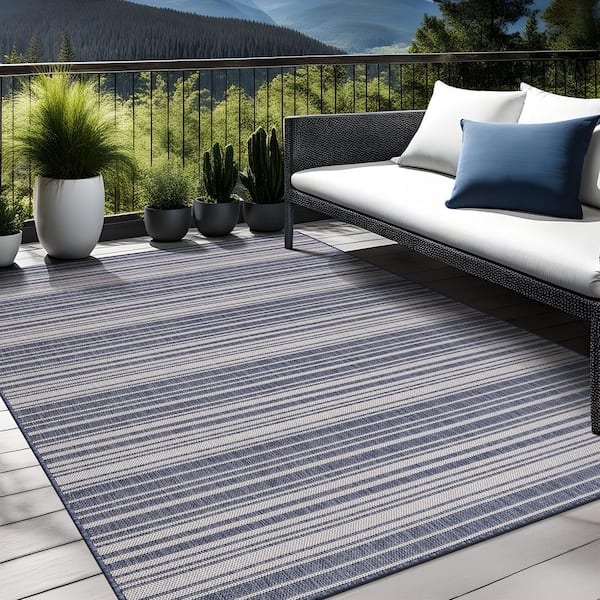 Beverly Rug Waikiki Blue/White 6 ft. x 9 ft. Stripe Indoor/Outdoor Area Rug  HD-WKK20546-6X9 - The Home Depot