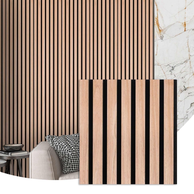 Black Oak Wall Paneling Acoustic Slat Bedroom Decor