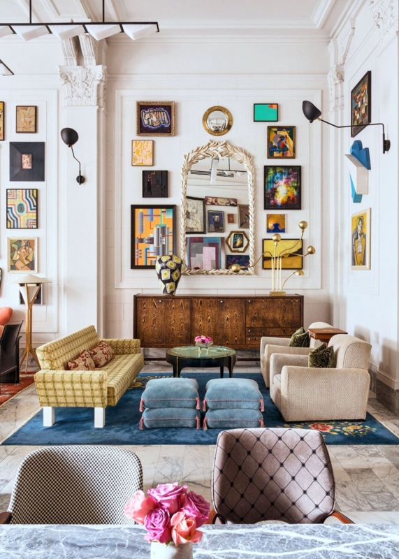 Blue Floral Rug Design Ideas for Eclectic Living Room