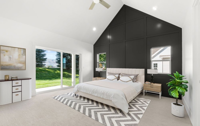 Board and Batten Accent Wall Bedroom Vaulted Ceiling